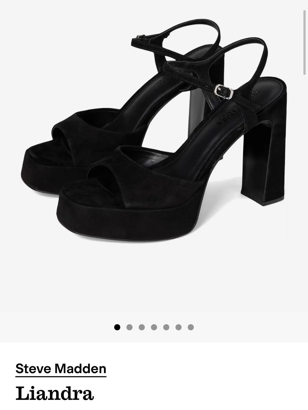 Steve Madden Black Suede Platform Block Heel Sandal